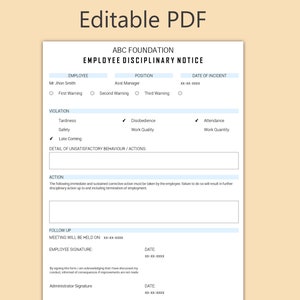 Employee Disciplinary Notice Template: HR Business Form (A4 PDF)