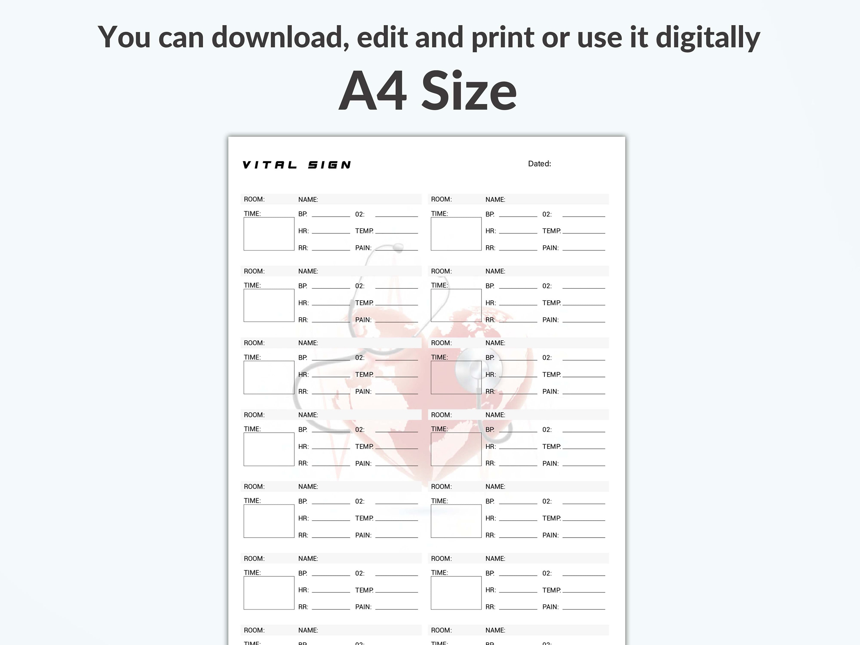 Chart Notes Printable Sign Editable Vital Sign Chart: Nursing Notes Tracker (A4 PDF) - Etsy