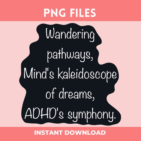 ADHD Haiku Poems Stickers PNG Digital Files