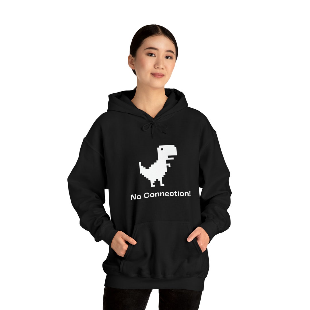 No Connection Dino Hoodie, Black and White Dinosaur