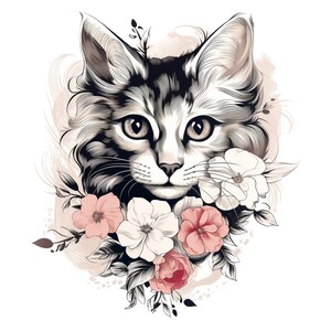 Tattoo Design Cat. Digital Art. Print. Digital Download. Printable. - Etsy