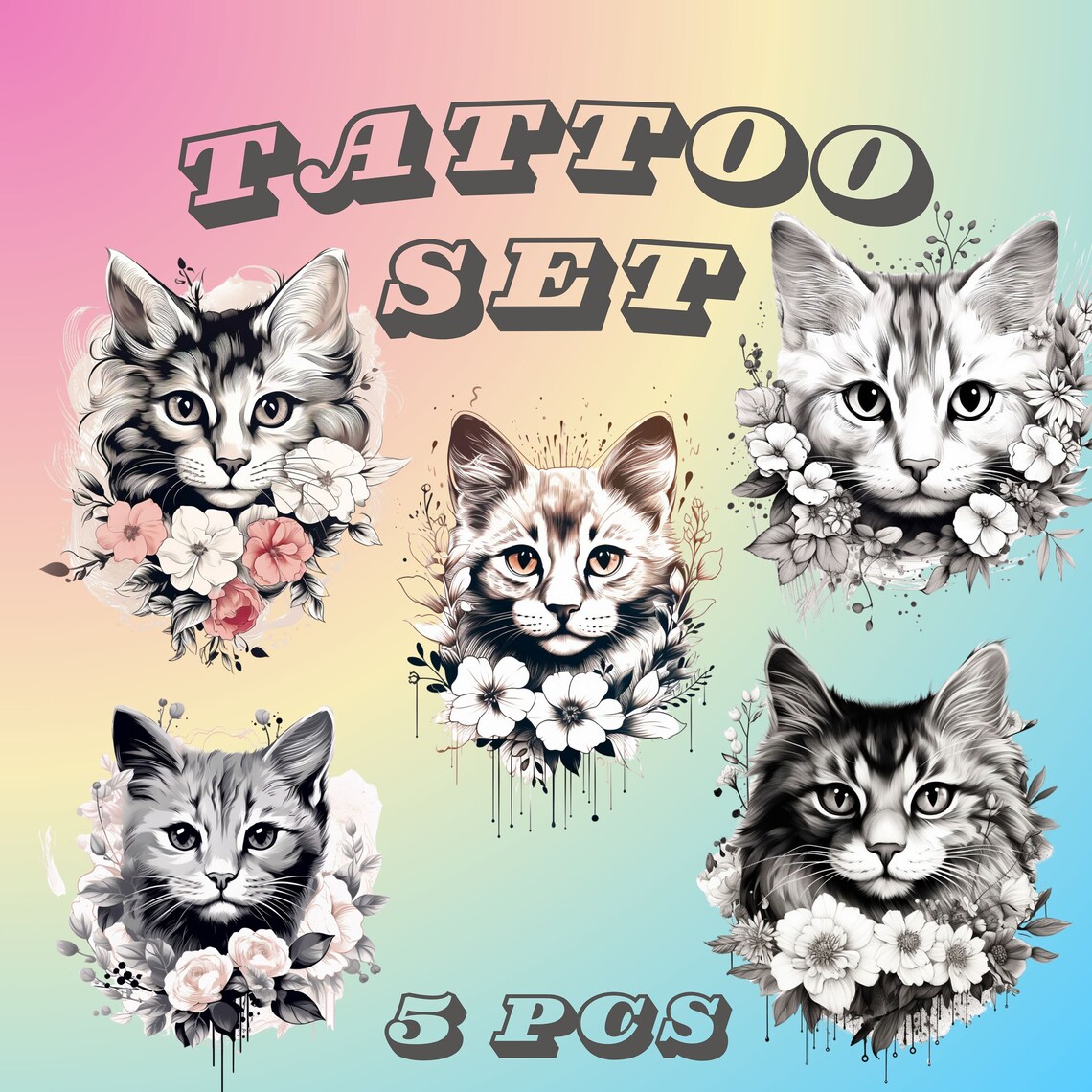 Tattoo Design Cat. Digital Art. Print. Digital Download. Printable. - Etsy