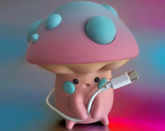 3D Printed Mushroom Cable Holder: Secret Compartment Desk Organizer