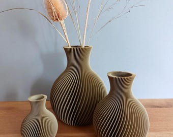 Elegant Vase – 3D Printed Wooden Look Vase – White Oak or Classic Birch – Modern Minimalist Decor – 15–30 cm Decorative Piece