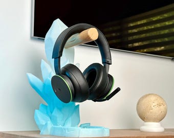 Crystal Headphone Stand: 3D Printed Gaming Headset Holder, Glow in the Dark