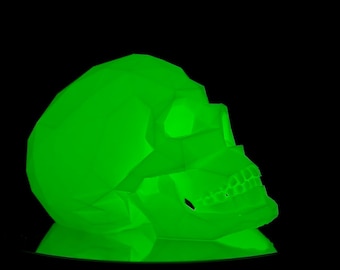 Halloween Skull, Glow in the Dark, Low Poly, 3D print