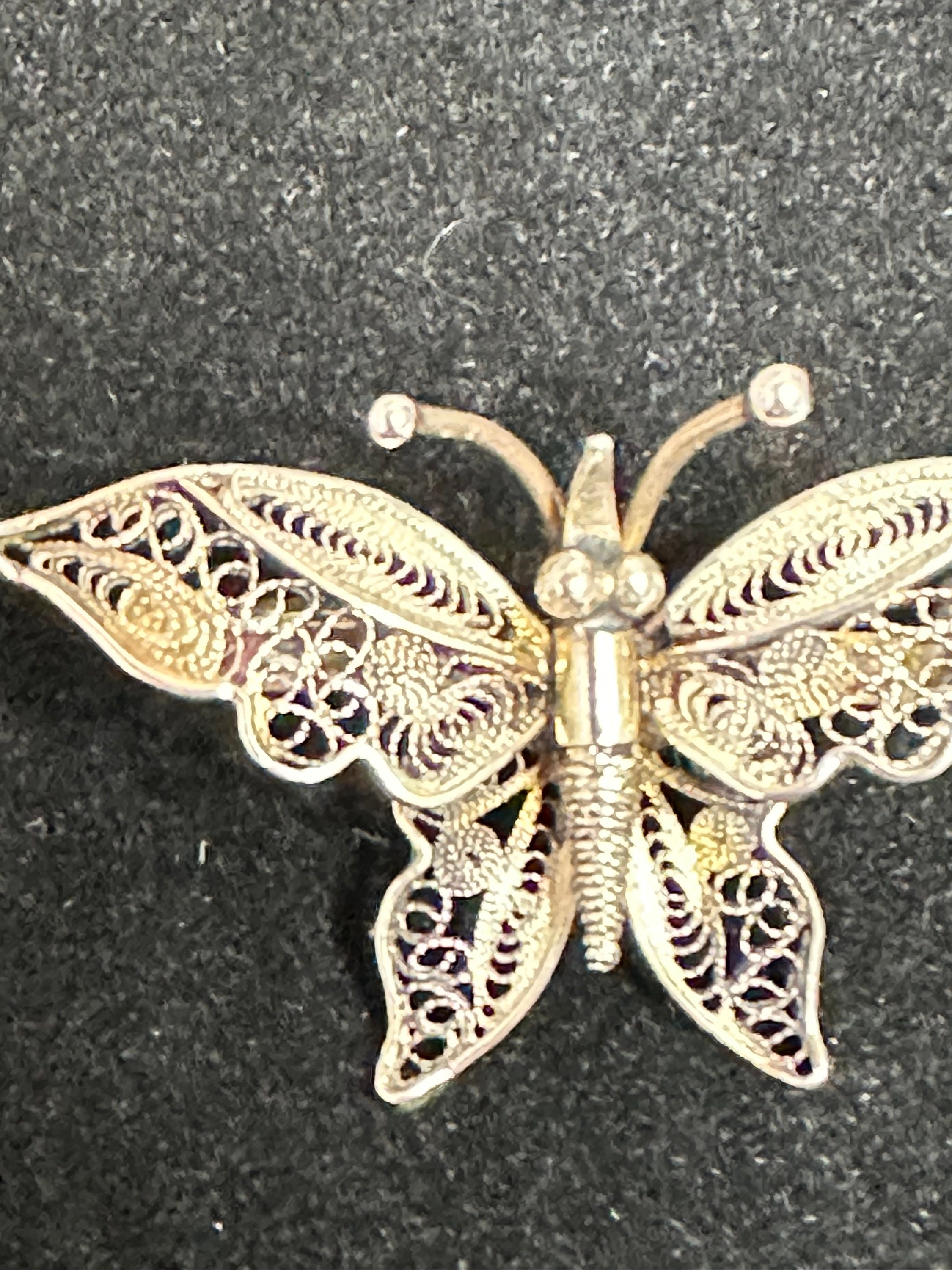 H16101 SUPERBE ANCIENNE broche papillon filigranée en argent old french jewel EUR 79,90 - FR