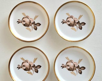 Vintage Royal Copenhagen Porcelain Trinket Dishes: Brown Rose, Set of 4