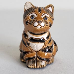 Chat De Rosa Rinconada – Figurine Céramique Fait Main Uruguay – Doré Et Platine (Collection)