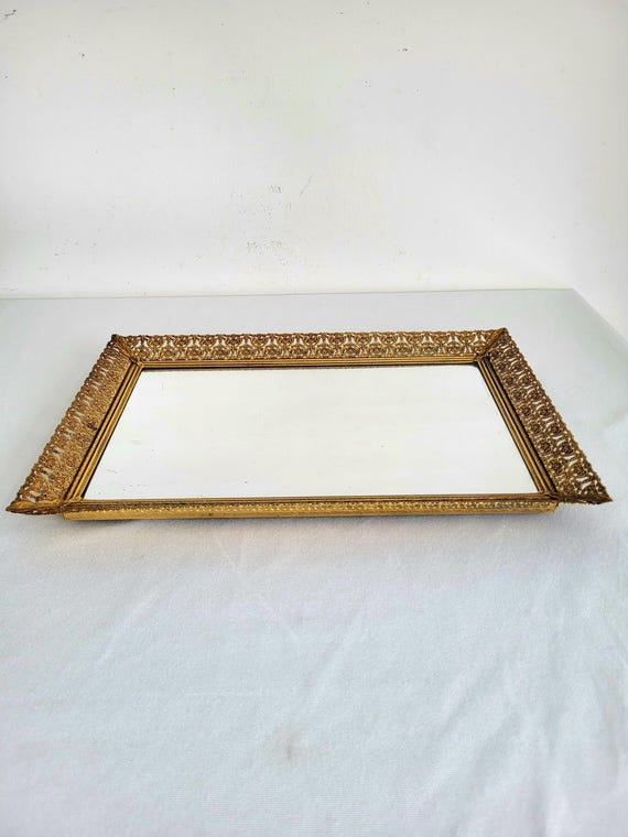 Vintage Gold Lace Mirror Tray, Hollywood Regency Decor, 16 Inch - Etsy