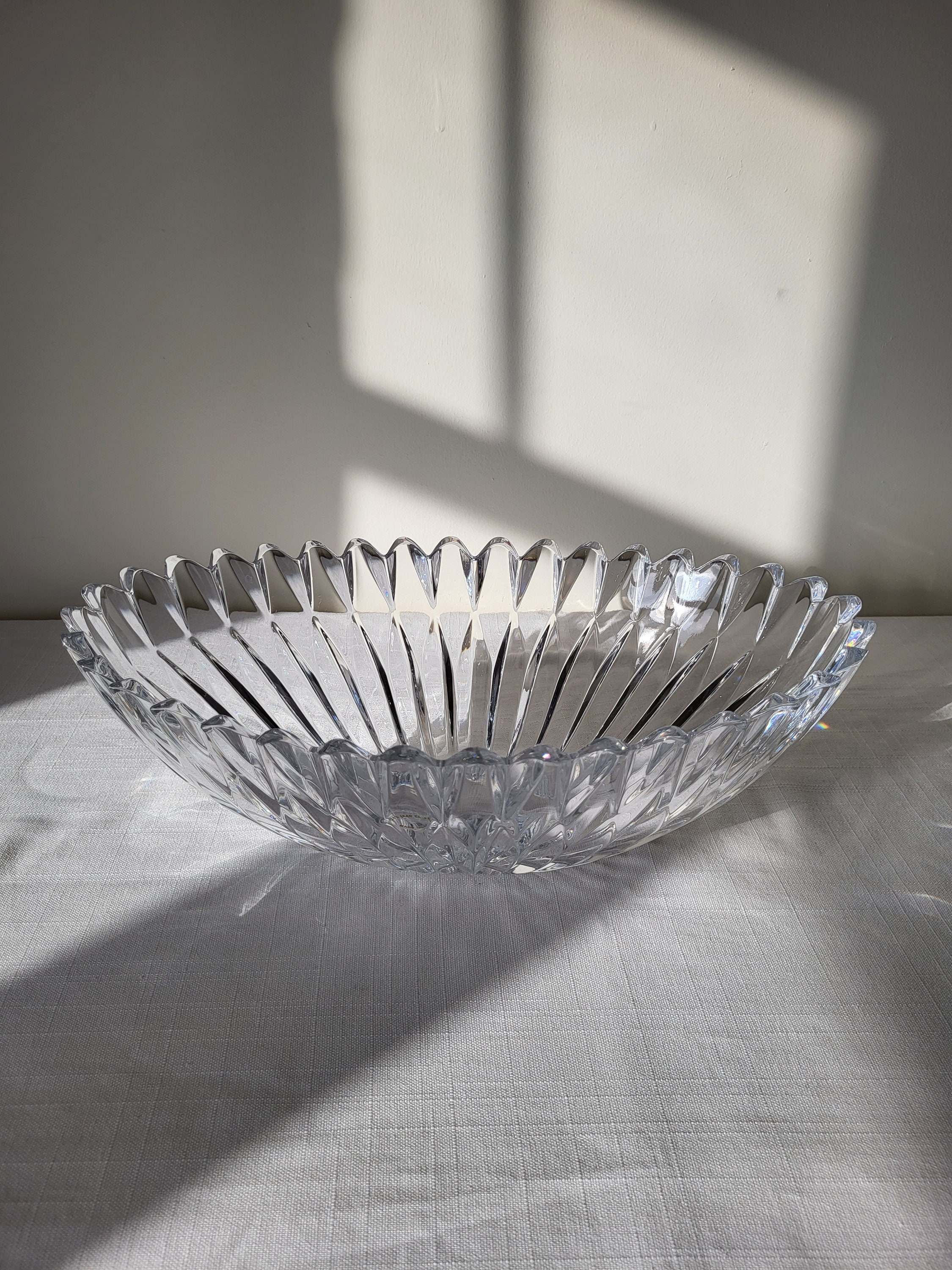 Vintage Mikasa Crystal Bowl: Damocles Oval Lead Crystal, Saw-tooth