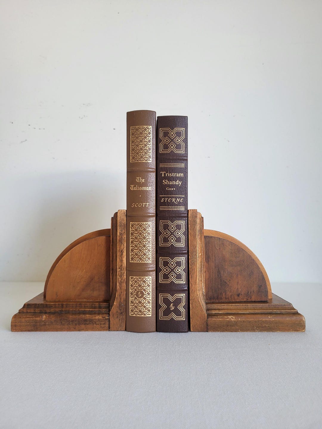 Pair of Art Deco Wooden Bookends,curved Bookends,retro Study Decor ...