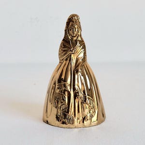4&quot; Vintage Brass Victorian Lady Figurine Bell, Dinner Bell, Dining Table Decor, Festival Decor, Seasonal Decor , Study Decor, Holiday Gift.
