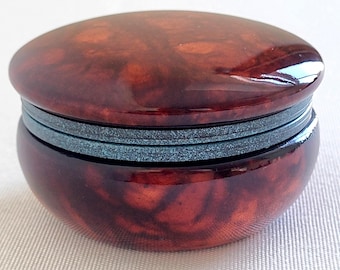 Vintage Hand Carved Alabaster Trinket Box: Italian Jewelry Keeper