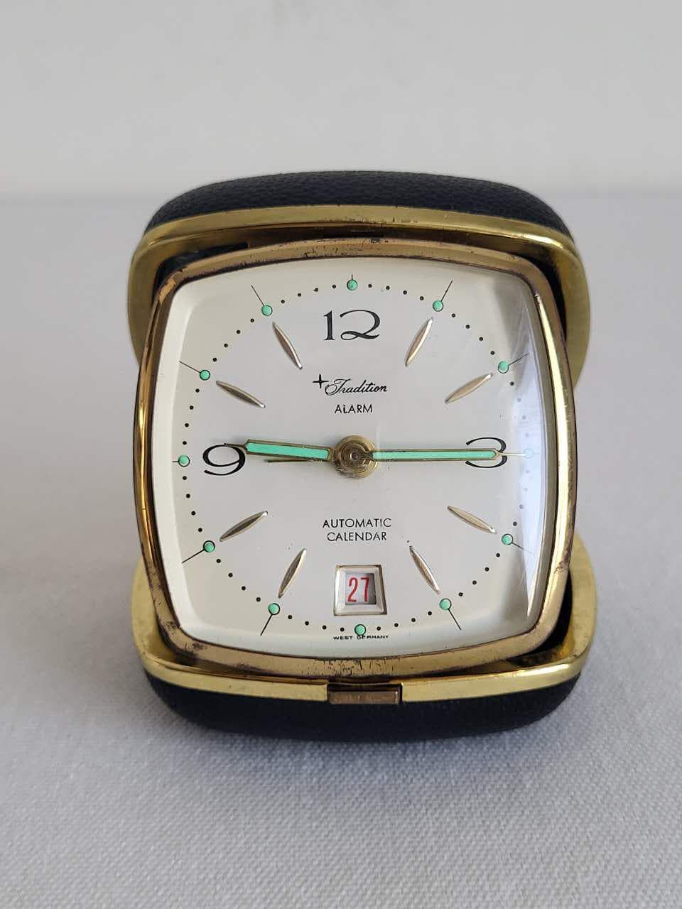 Horloge De Voyage Vintage Marksman - Ouest Allemagne - Années 70 - Marron