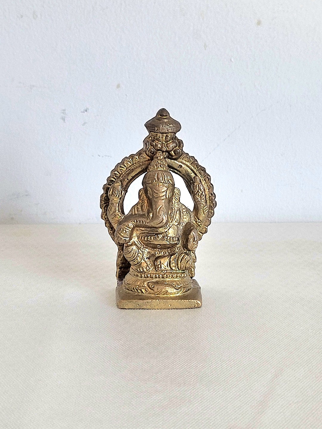 Vintage Handmade Carved Mini Ganesh Statue Figurine