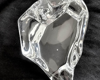 Vintage Scandinavian Modernist Clear Lead Crystal Ice Chunk Paperweight / Art Glass Sculpture (468g)