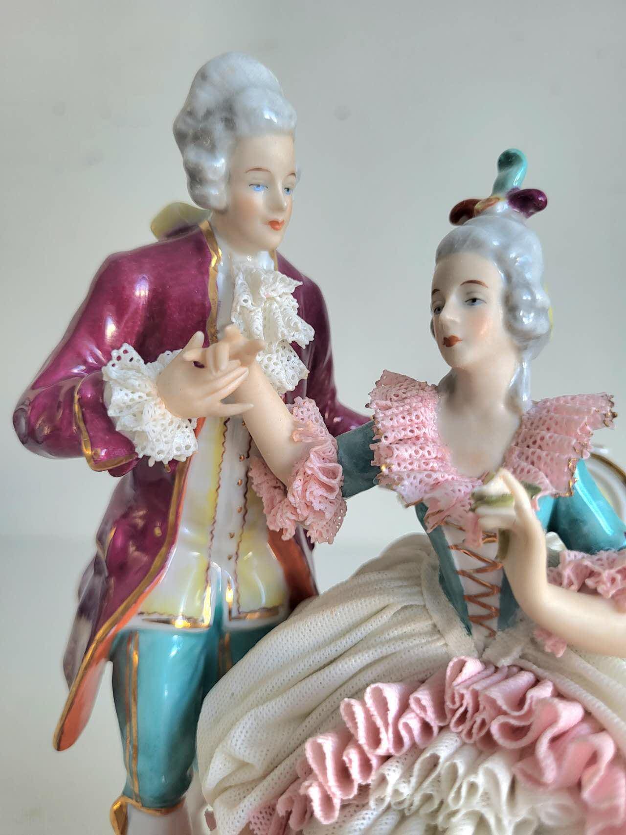 Vintage Dresden Lace Figurine • Alka Kunst German Porcelain - Etsy
