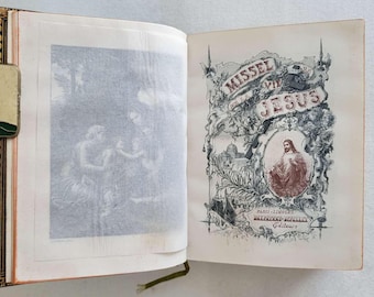 Antique 1906 French Missal, Moire Silk Doublure, Engravings after Masters