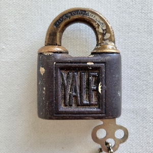 Vintage Yale & Towne Brass Padlock: Antique Lock with Original Key