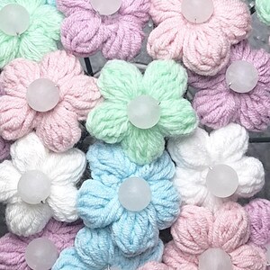 Handmade Crochet Flower with a Gemstone or Crackle glass Centre