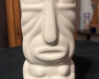 Excalibur Hotel/Casino Las Vegas Souvenir Tiki Mug, white solid mug with crazing.  No maker, however looks to be made by a USA manufacturer