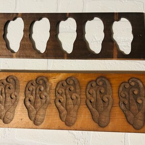 Vintage KASHIGATA Fern design  Japanese antique Wooden Pastry Mold for Wagashi sweets, Hand Carved.