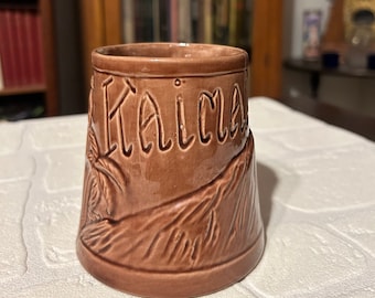 Rare Kaimana Mug, produced by Sunset Shore Studio in the late  60s to early 70s, signed SSS Hawaii on the bottom. Excellent condition.