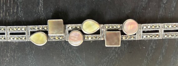 Lovely Vintage Marcasite and Mother of Pearl hing… - image 6