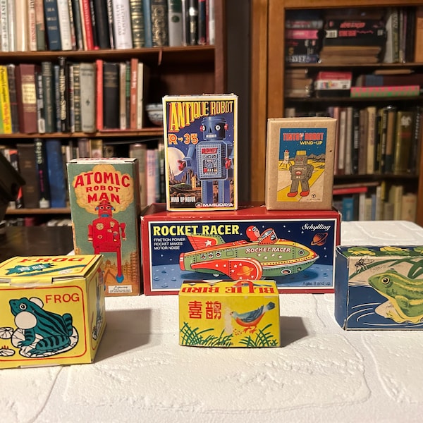 Vintage Toy boxes-Empty. These toys were purchased in the late 1980's to 1990s.  The toys are long gone but the boxes are still around.