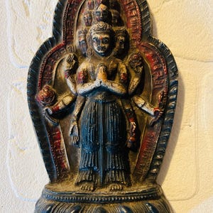 Tibetan Tsa Tsa Avalokiteshvara (Bodhisattva & Buddhist Deity) - (11 faces, 8 hands)
