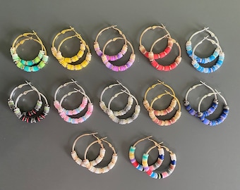 The Eras Earrings - Heishi Beaded Hoops