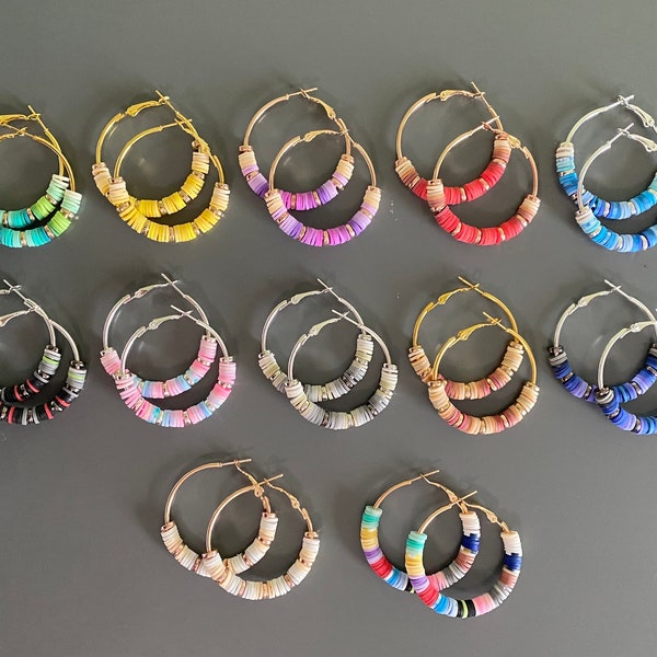 The Eras Earrings - Heishi Beaded Hoops