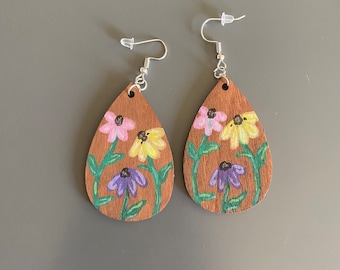 Taylor Piano Floral Earrings - Hand Painted