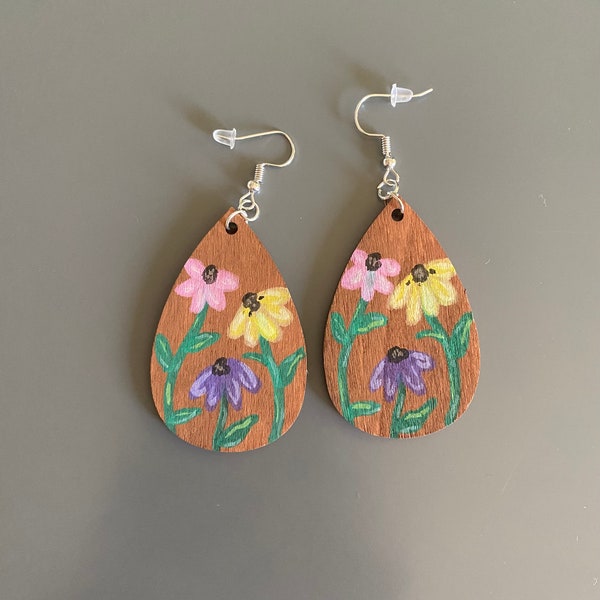 Taylor Piano Floral Earrings - Hand Painted