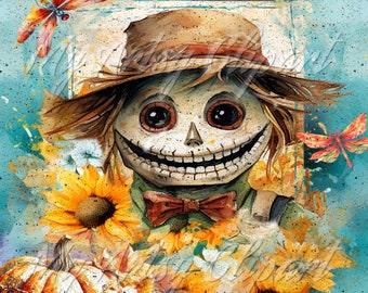 16 Scarecrows and Sunflowers JPG, Bear Scarecrow Clipart, Cute Scarecrow Clipart, Fall Scarecrow Clipart, Wheelbarrow Scarecrow Clipart