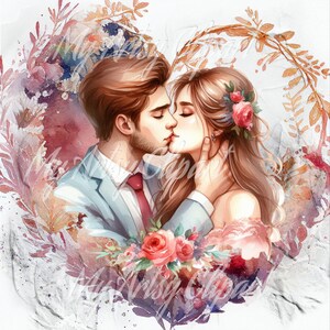 18 Couple in Love jpg, Couple Kissing Print, Cute Couple Clipart, Hopeless Romantic Clipart, Romantic Couple jpg, Digital Scrapbook Layouts Bild 7
