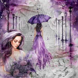 13 Formal Lavender Dress Clipart, Watercolor Romantic Clipart, Prom Girl Clipart, Evening Dress Clipart, Romantic Digital jpg, Prom Clipart image 5
