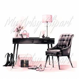 15 Girl Boss Pink Clipart, Light Skin Women Clipart, Pink Studio Office, Female Boss Illustration, Watercolor Women Clipart, Boss Lady Art image 7