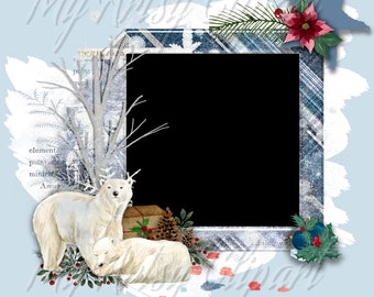 4 Digital Scrapbook Quick Page, Christmas Scrapbook Pg, 12x12 Scrapbook Page Kits, Scrapbook Page Overlays, Xmas Transparent PNG, Xmas Made