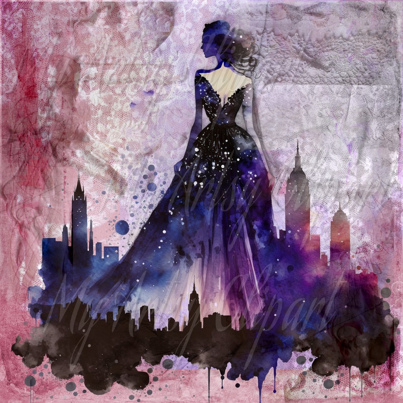 13 Formal Lavender Dress Clipart, Watercolor Romantic Clipart, Prom Girl Clipart, Evening Dress Clipart, Romantic Digital jpg, Prom Clipart image 8