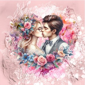 18 Couple in Love jpg, Couple Kissing Print, Cute Couple Clipart, Hopeless Romantic Clipart, Romantic Couple jpg, Digital Scrapbook Layouts Bild 4