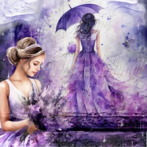 13 Formal Lavender Dress Clipart, Watercolor Romantic Clipart, Prom Girl Clipart, Evening Dress Clipart, Romantic Digital jpg, Prom Clipart image 7