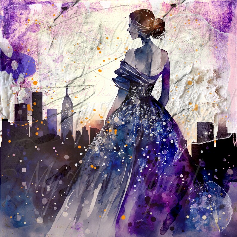 13 Formal Lavender Dress Clipart, Watercolor Romantic Clipart, Prom Girl Clipart, Evening Dress Clipart, Romantic Digital jpg, Prom Clipart image 4