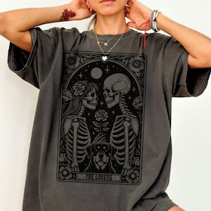 The Lovers Tarot Card PNG, skelet liefde sublimatie ontwerp, Celestial Witchy Lovers Skull Tarot Tshirt png SVG gesneden bestand downloaden hondenliefhebber