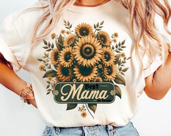 Meilleure maman de la ville fleur rétro, design rétro fête des mamans, maman PNG floral, maman png bohème rétro, designs maman png, tournesol maman png sublimation