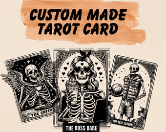 Cartes de tarot personnalisées, cadeau cartes de tarot, conception de cartes de tarot squelette personnalisée, cadeaux de cartes personnalisées sublimation de chemise téléchargement numérique