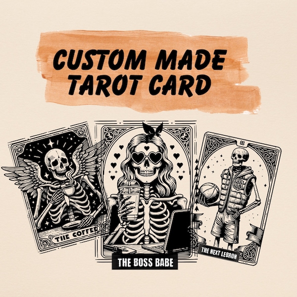 Cartes de tarot personnalisées, cadeau cartes de tarot, conception de cartes de tarot squelette personnalisée, cadeaux de cartes personnalisées sublimation de chemise téléchargement numérique