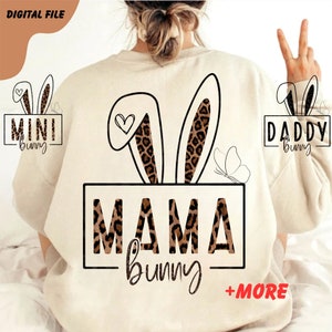 Mama Mini/Mom Baby/ Dada Bunny Easter Bundle Png, Easter Mama Png, Happy Easter Day Png, Custom Easter Png, Easter Bundle Digital Download