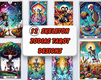 Tarot squelette, jeu de cartes zodiaque png, tarot png Oracle Deck, dessins de tarot astrologie, jeu de cartes tarot, cartes de tarot colorées, signe du zodiaque